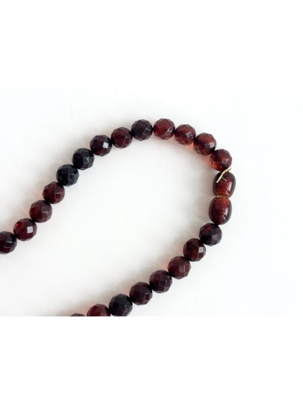 Round Faceted Round Amber Stone Vintage Art Deco Necklace - 17" - Picture 7 of 12